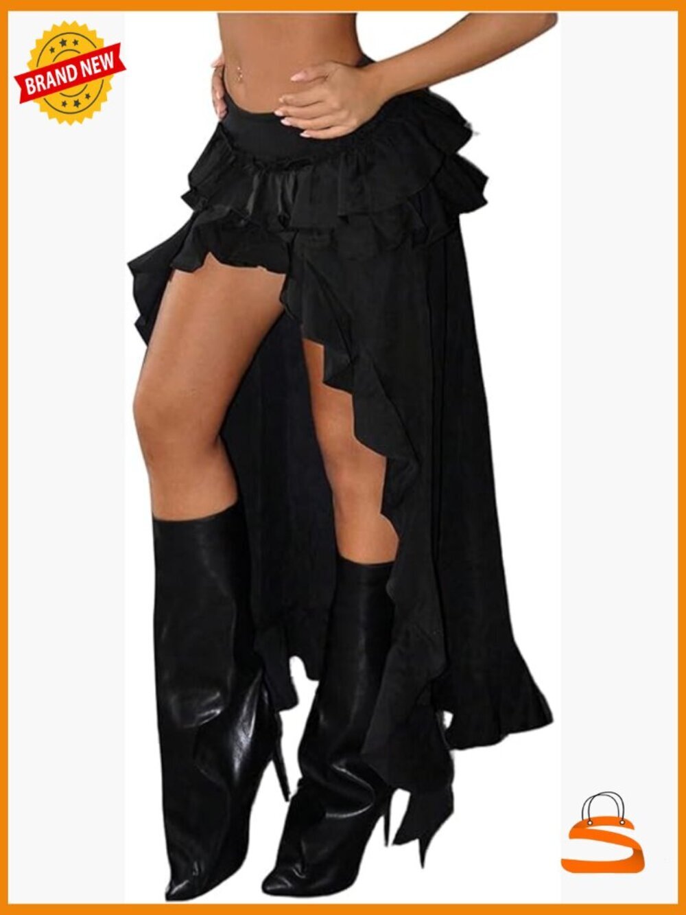Layered Ruffle Maxi Skirt Y2k High Low Asymmetrical Long Skirt